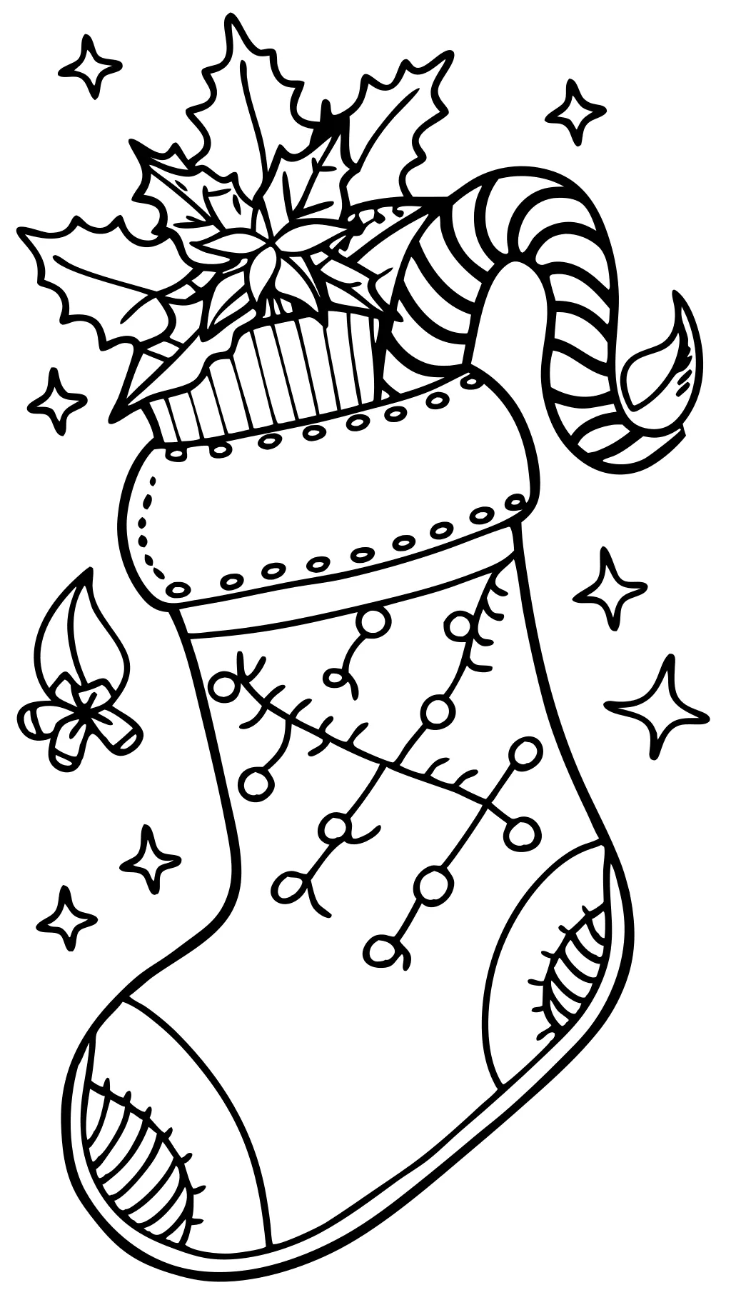 coloring page of a christmas stocking